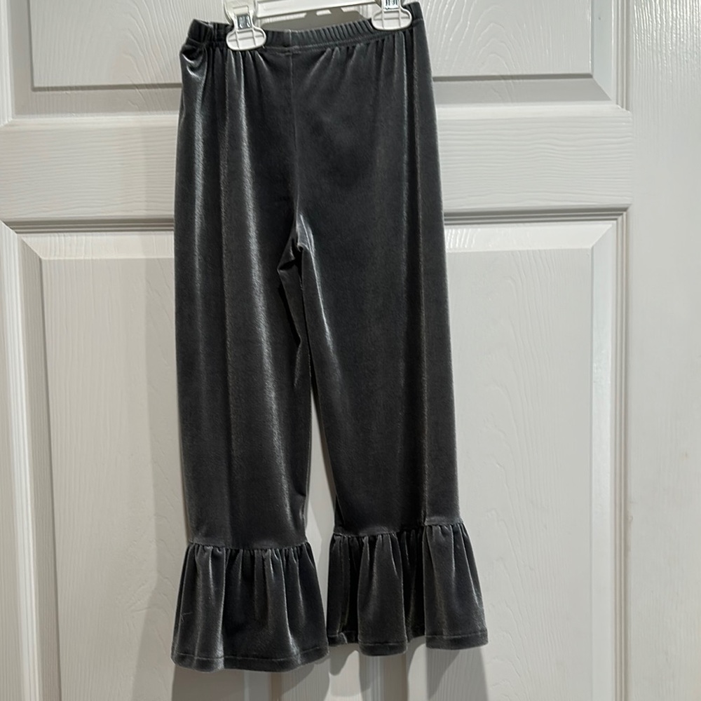Matilda Jane Kids Ruffle Hem Gray Velvet Pants